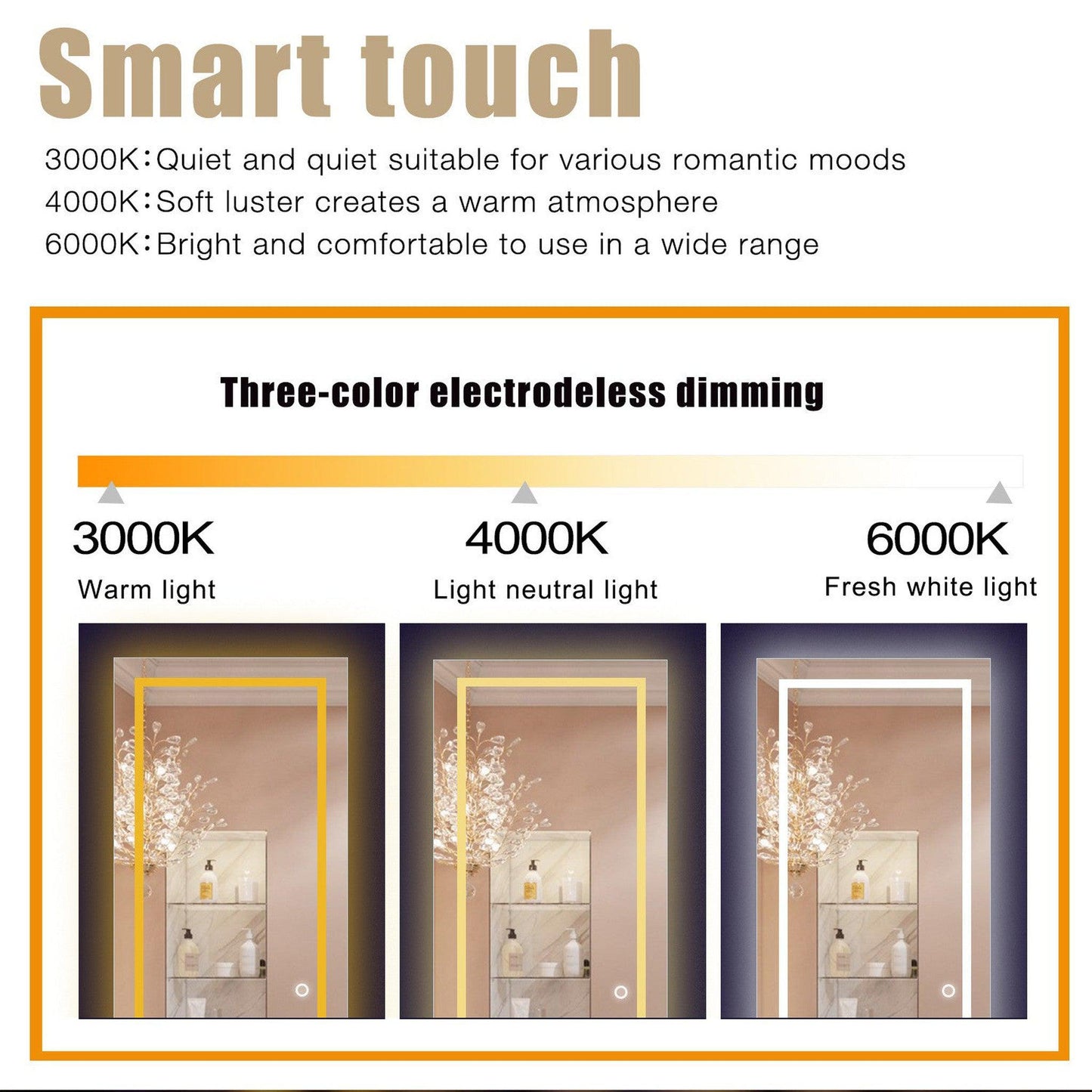 HomeRoots Petite LED Strip Rectangular Wall Mirror