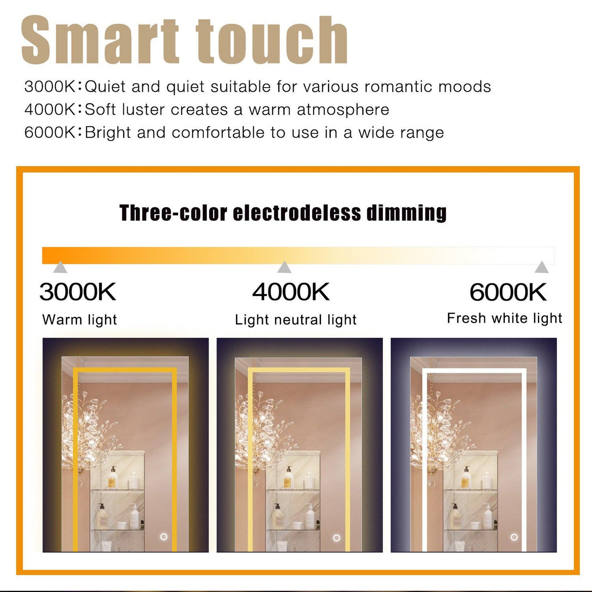 HomeRoots Petite LED Strip Rectangular Wall Mirror