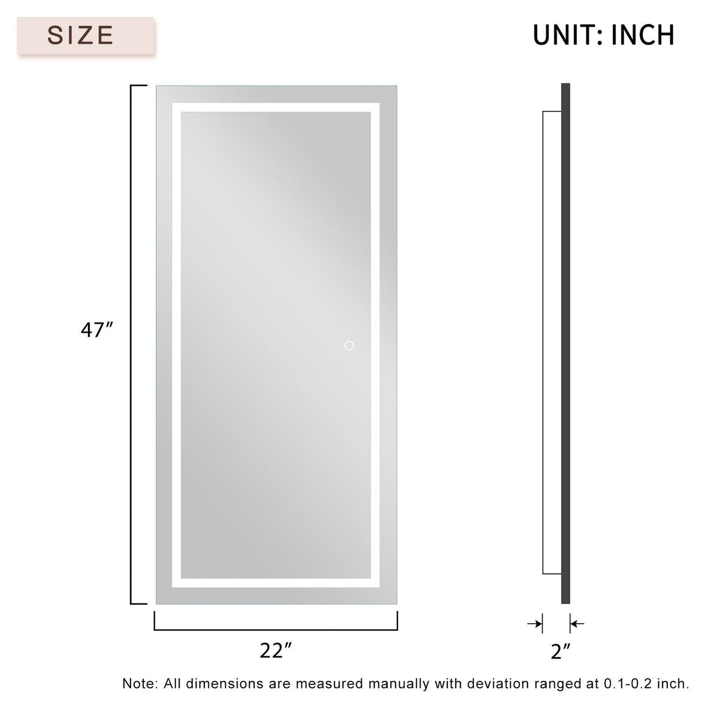 HomeRoots Petite LED Strip Rectangular Wall Mirror