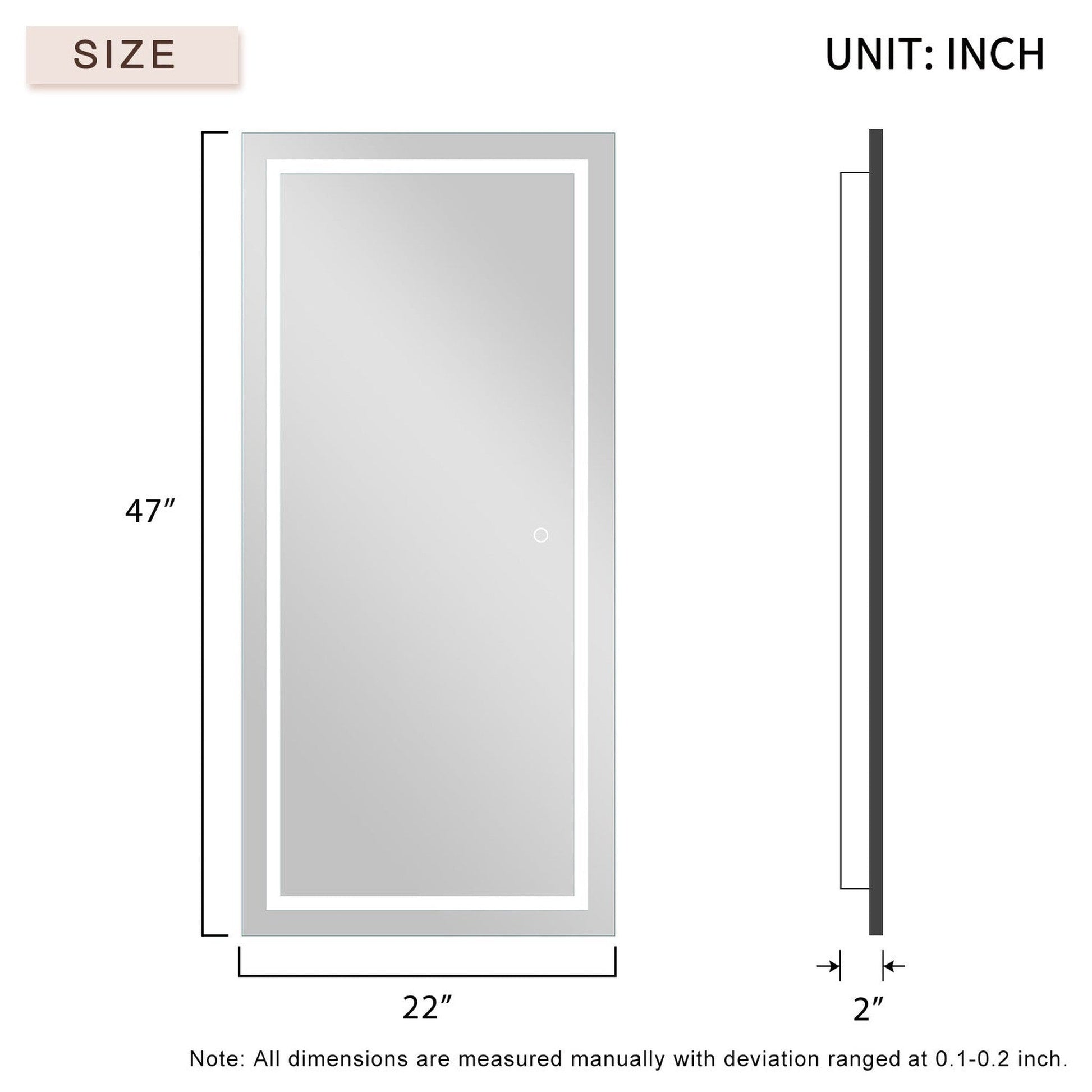 HomeRoots Petite LED Strip Rectangular Wall Mirror