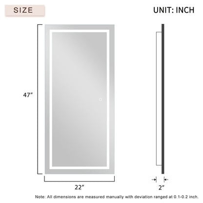 HomeRoots Petite LED Strip Rectangular Wall Mirror