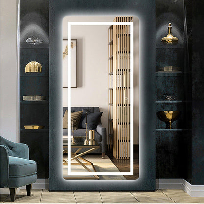 HomeRoots Petite LED Strip Rounded Rectangle Wall Mirror