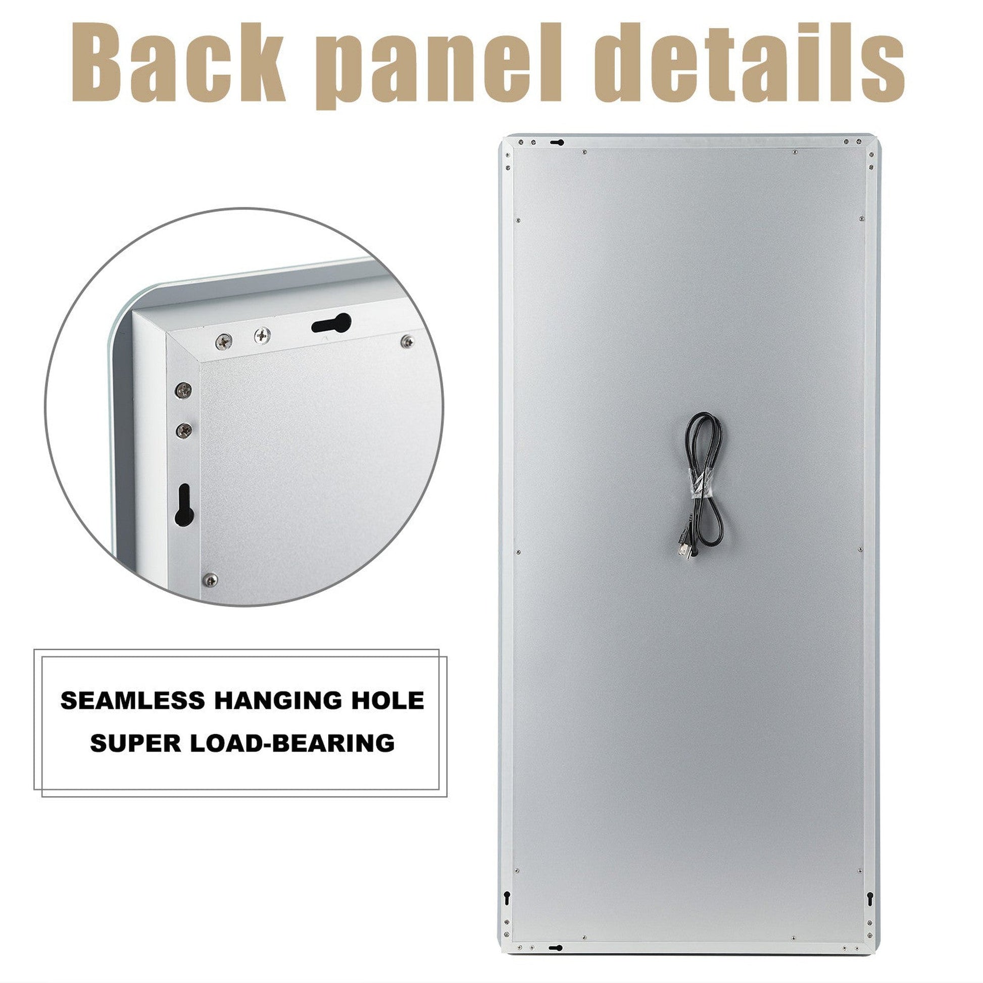 HomeRoots Petite LED Strip Rounded Rectangle Wall Mirror