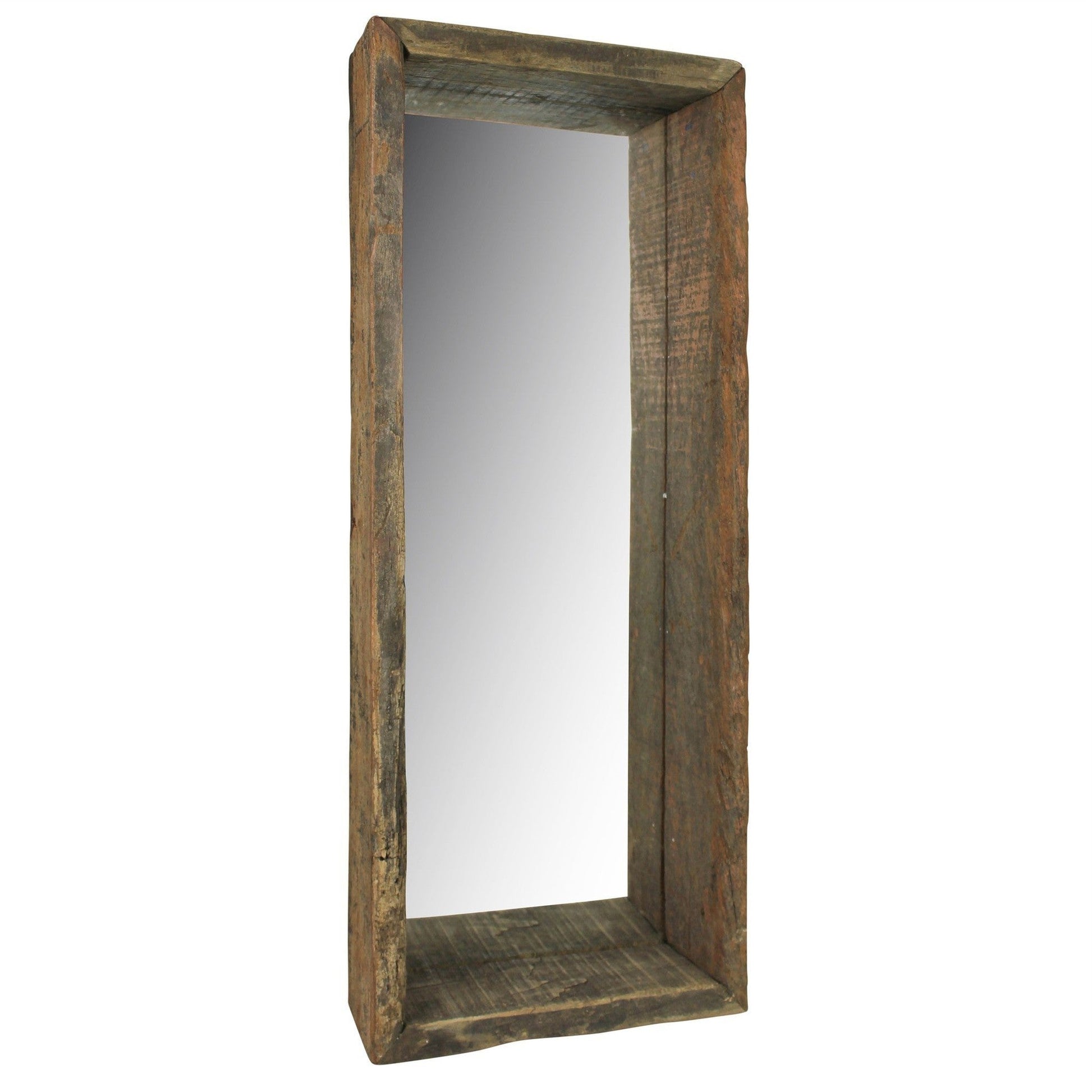 HomeRoots Petite Wooden Mirrored Shelf