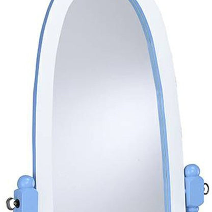 HomeRoots Pretty Pastel Blue and White Cheval Standing Oval Mirror