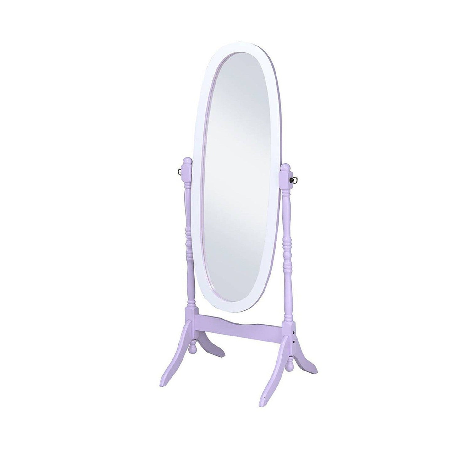HomeRoots Pretty Pastel Purple and White Cheval Standing Oval Mirror
