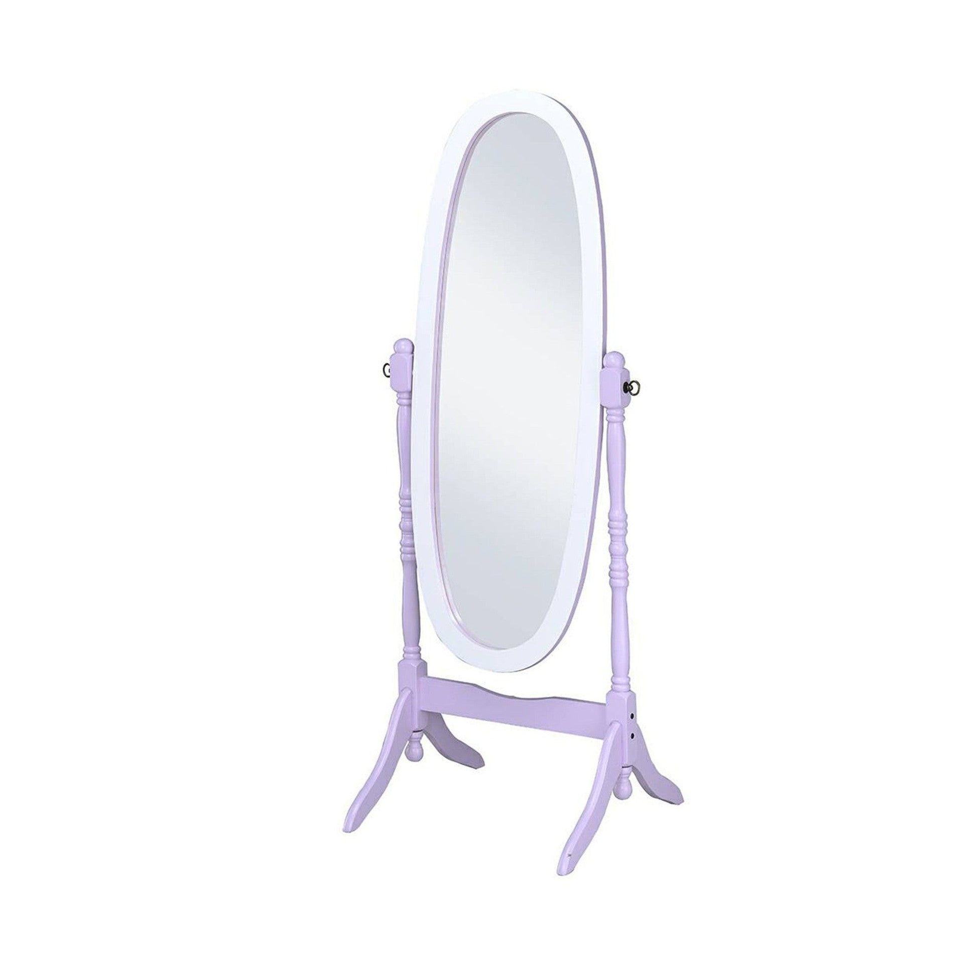 HomeRoots Pretty Pastel Purple and White Cheval Standing Oval Mirror