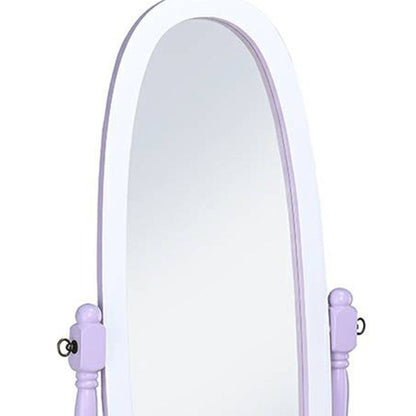 HomeRoots Pretty Pastel Purple and White Cheval Standing Oval Mirror