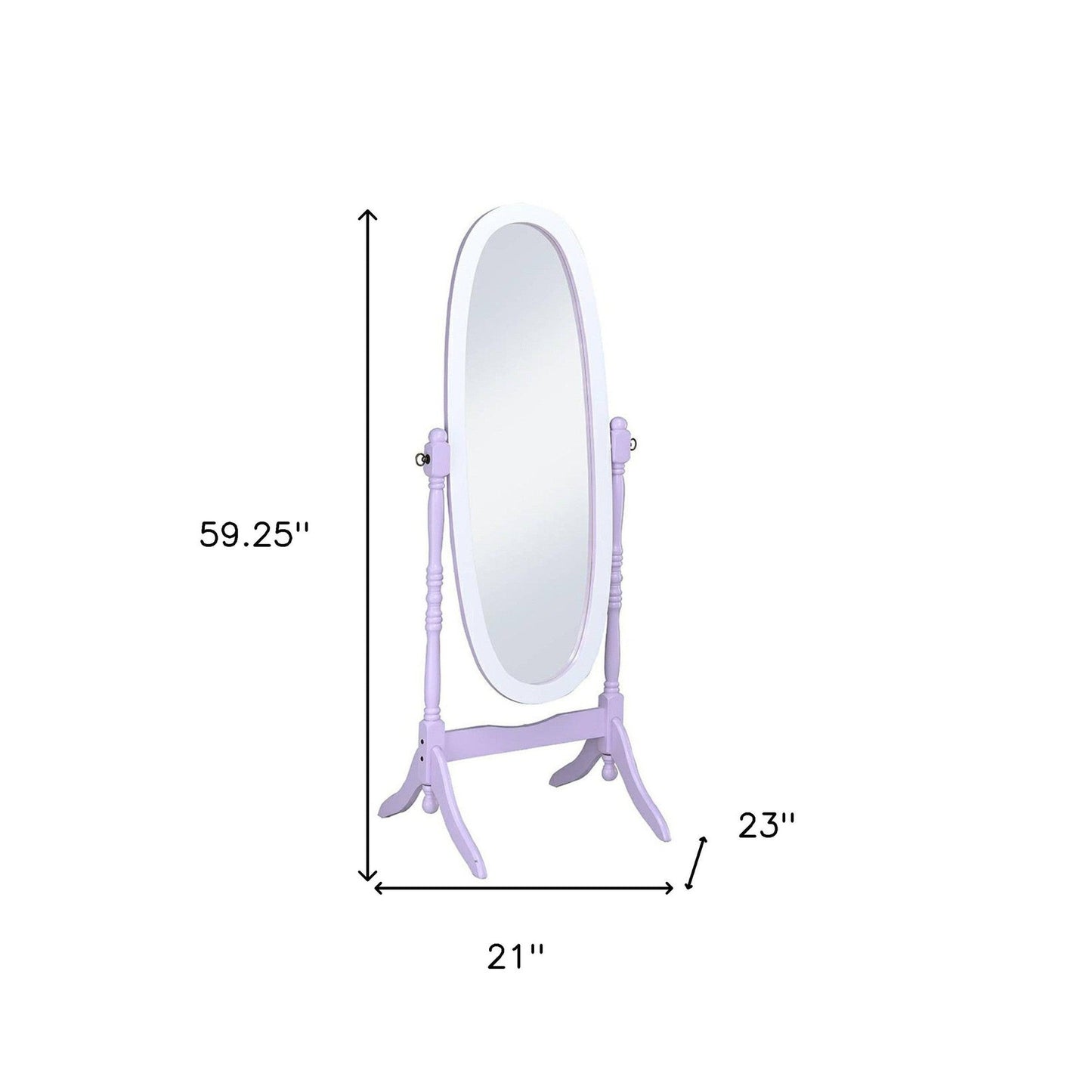HomeRoots Pretty Pastel Purple and White Cheval Standing Oval Mirror