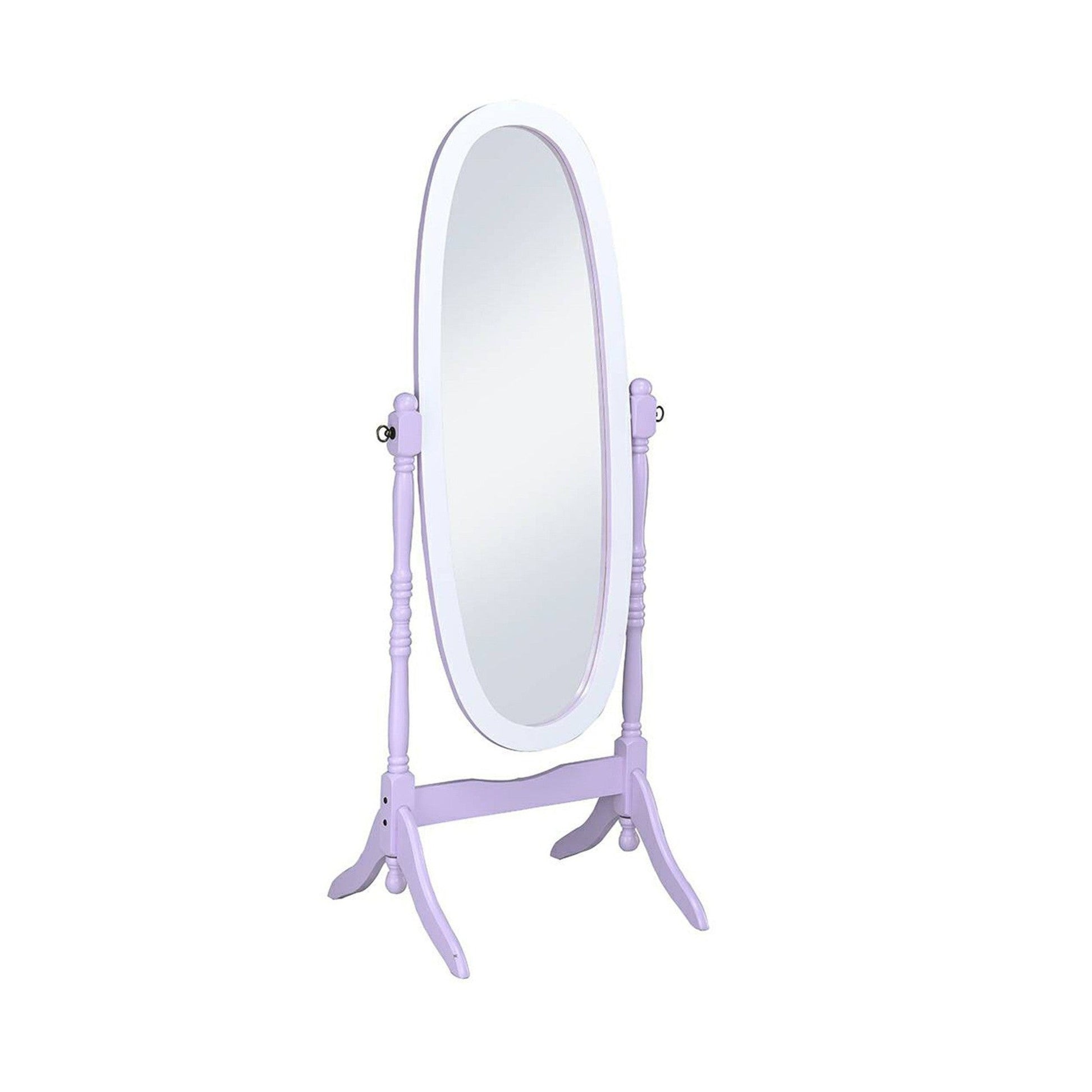 HomeRoots Pretty Pastel Purple and White Cheval Standing Oval Mirror