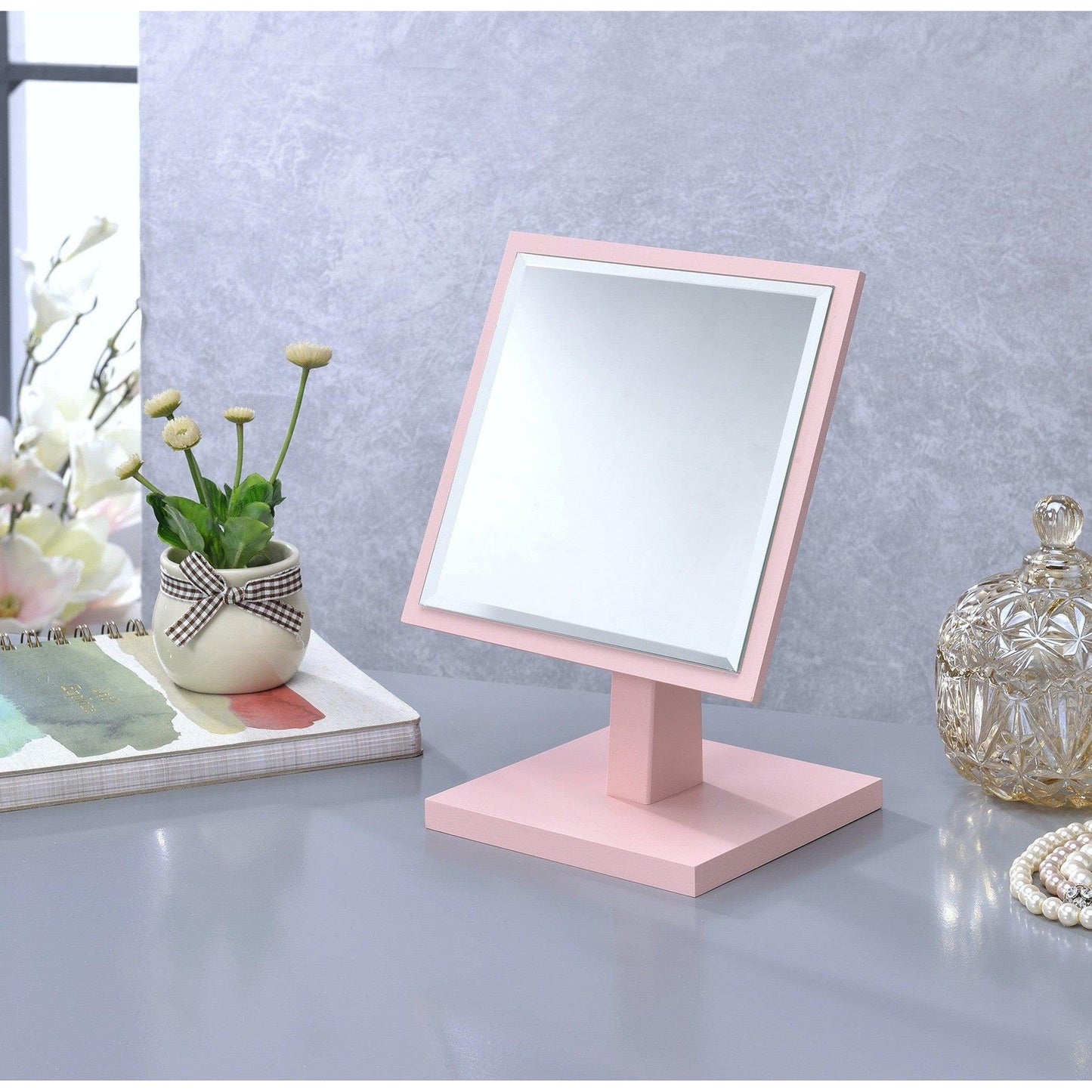 HomeRoots Pretty Pink Square Make Up Vanity Mirror