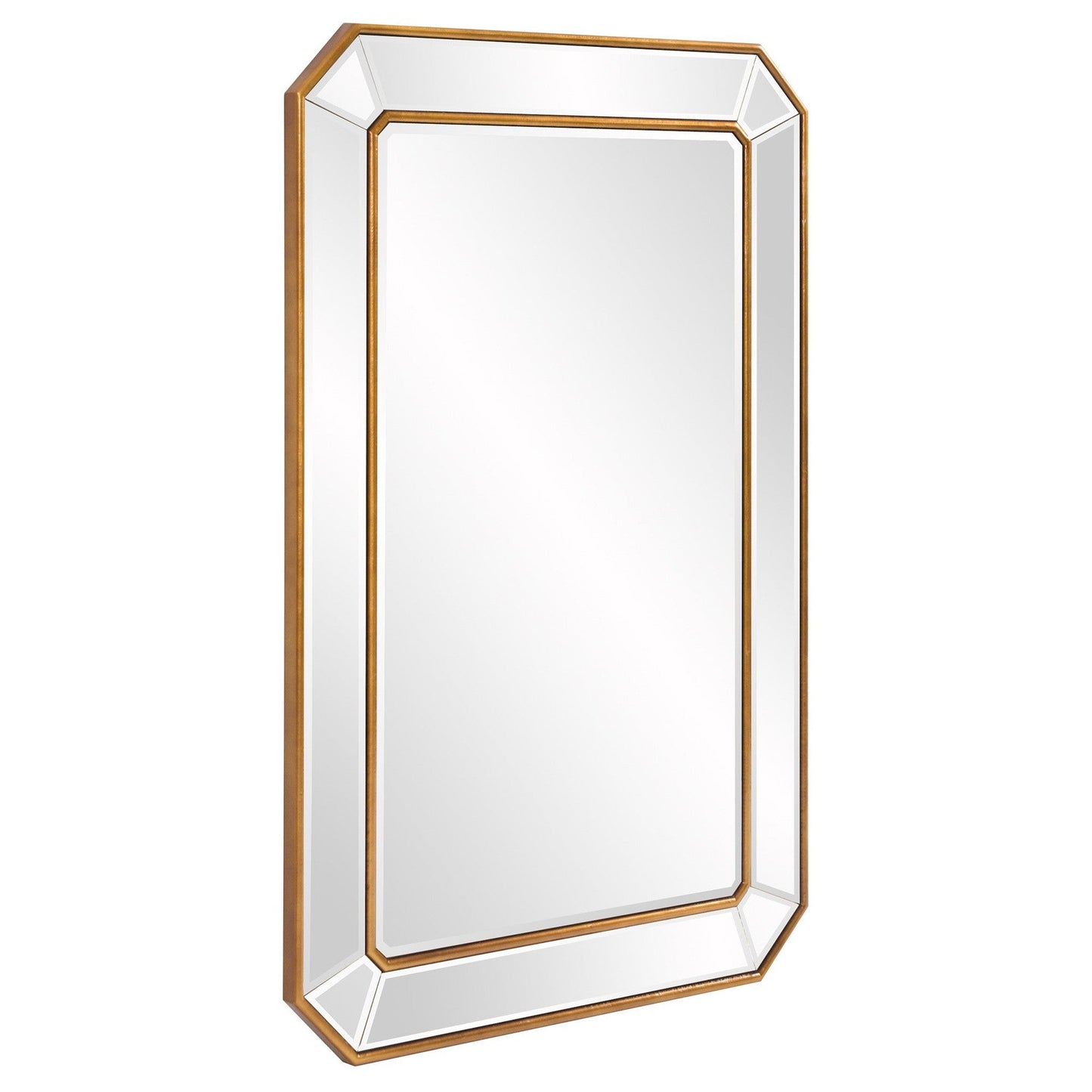 HomeRoots Recatngle Gold Leaf Mirror with Angled Corners Frame