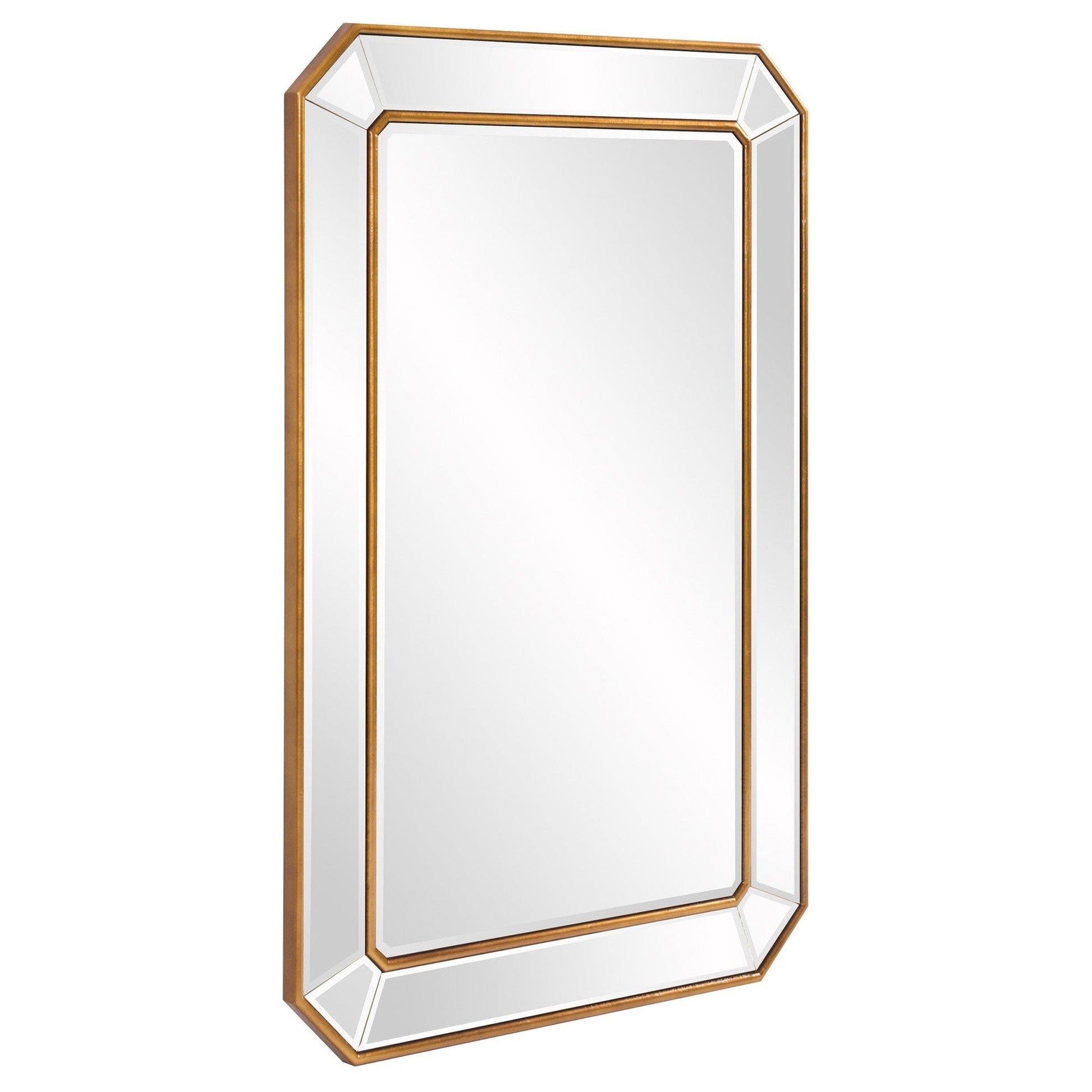 HomeRoots Recatngle Gold Leaf Mirror with Angled Corners Frame