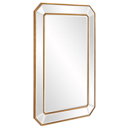 HomeRoots Recatngle Gold Leaf Mirror with Angled Corners Frame