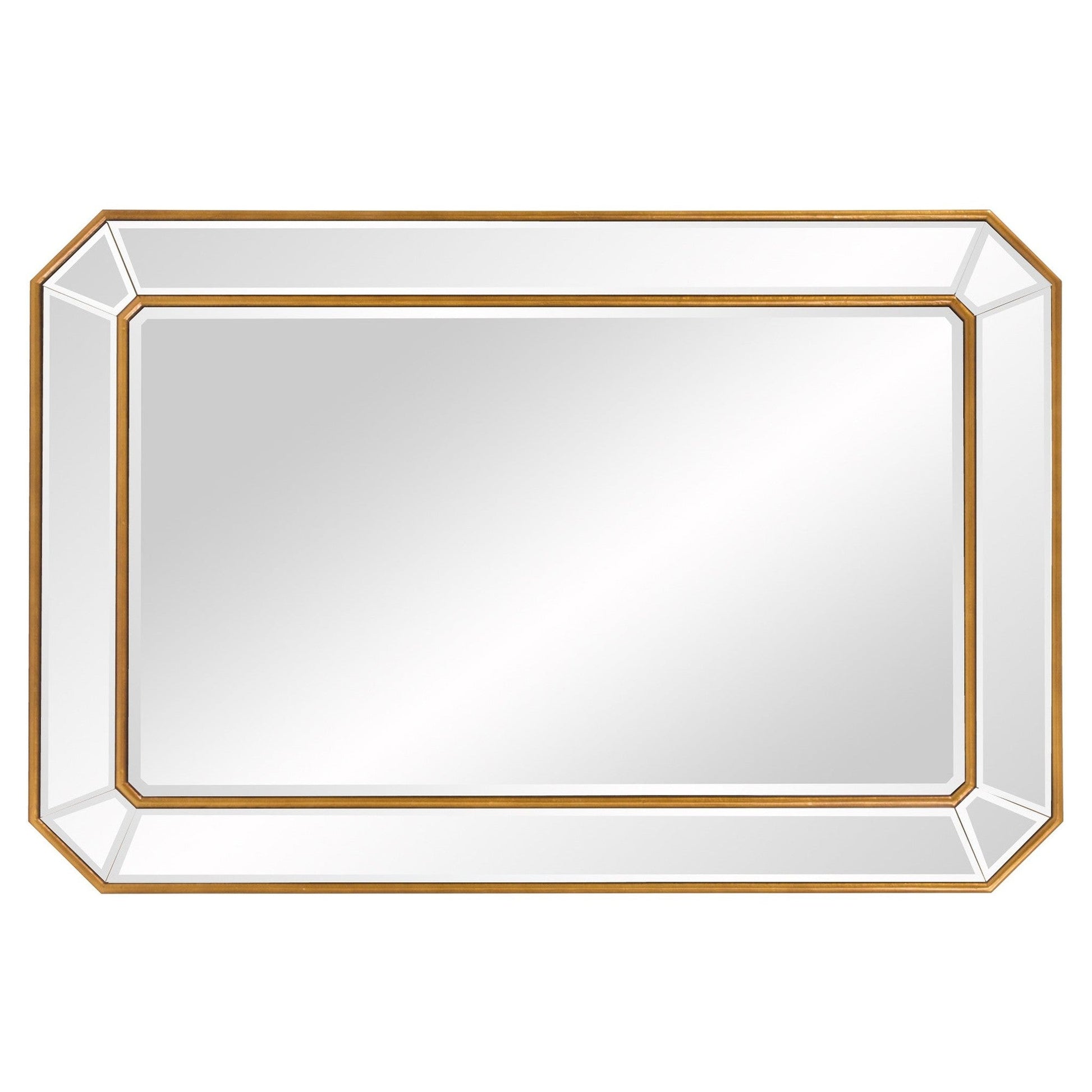 HomeRoots Recatngle Gold Leaf Mirror with Angled Corners Frame