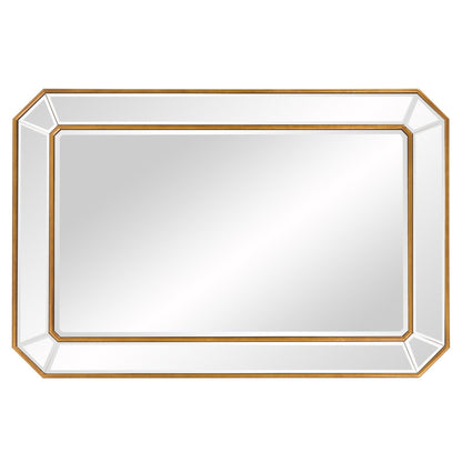 HomeRoots Recatngle Gold Leaf Mirror with Angled Corners Frame