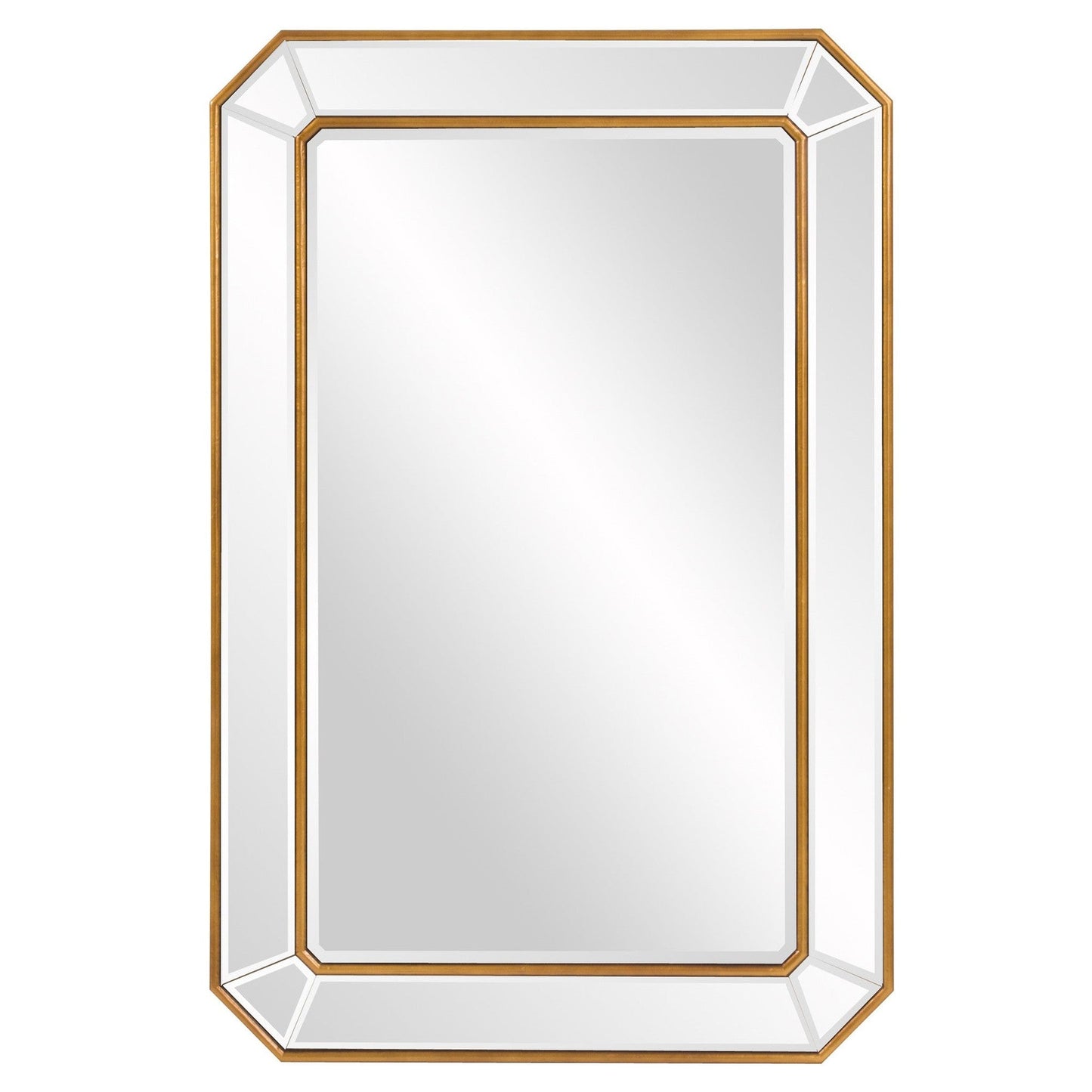 HomeRoots Recatngle Gold Leaf Mirror with Angled Corners Frame