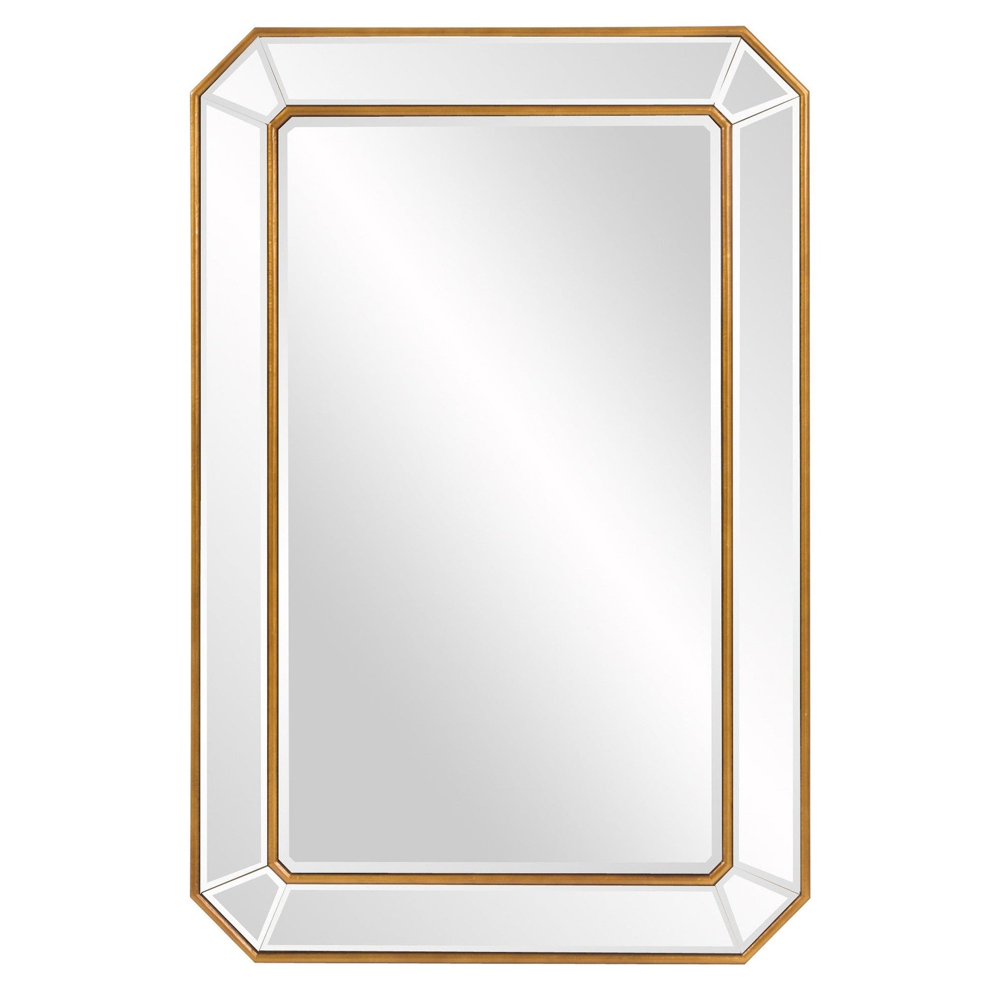 HomeRoots Recatngle Gold Leaf Mirror with Angled Corners Frame