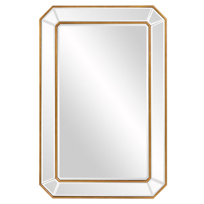 HomeRoots Recatngle Gold Leaf Mirror with Angled Corners Frame