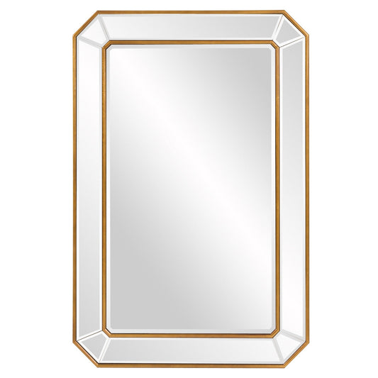 HomeRoots Recatngle Gold Leaf Mirror with Angled Corners Frame