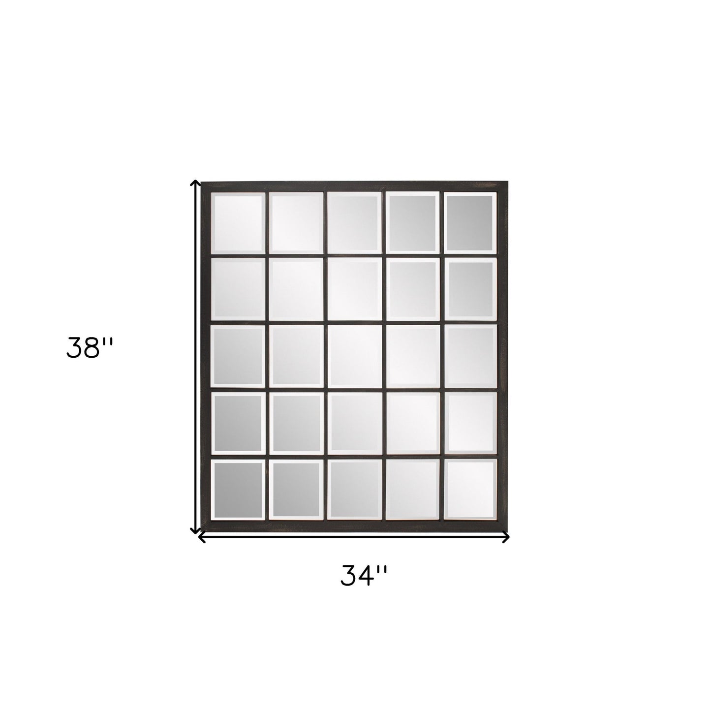 HomeRoots Rectangular Antique Black Finish Mirror with Beveled Edge