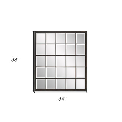 HomeRoots Rectangular Antique Black Finish Mirror with Beveled Edge