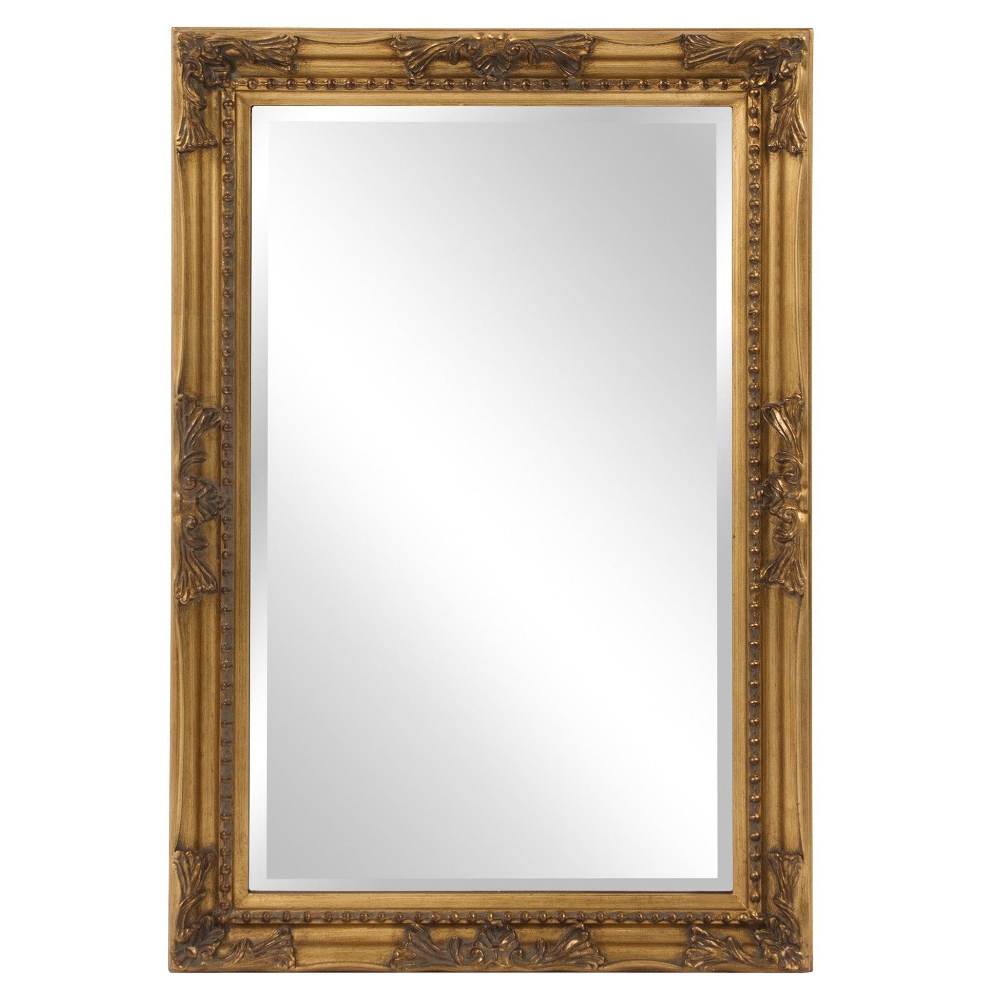 HomeRoots Rectangular Antiqued Gold Wood Frame Mirror