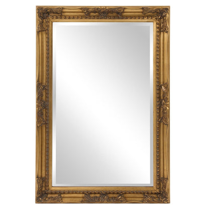 HomeRoots Rectangular Antiqued Gold Wood Frame Mirror