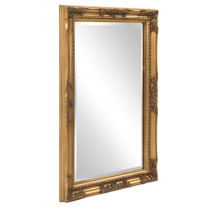 HomeRoots Rectangular Antiqued Gold Wood Frame Mirror