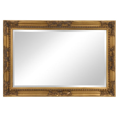 HomeRoots Rectangular Antiqued Gold Wood Frame Mirror