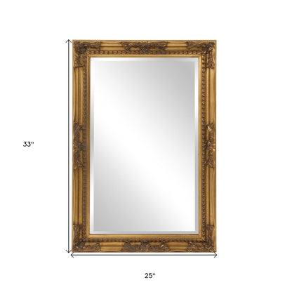 HomeRoots Rectangular Antiqued Gold Wood Frame Mirror
