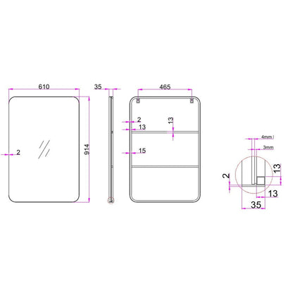HomeRoots Rectangular Metal Framed Mirror