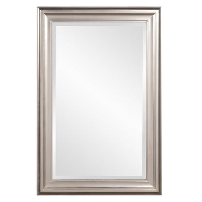 HomeRoots Rectangular Mirror with Leaf Wood Frame