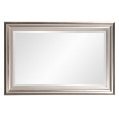 HomeRoots Rectangular Mirror with Leaf Wood Frame
