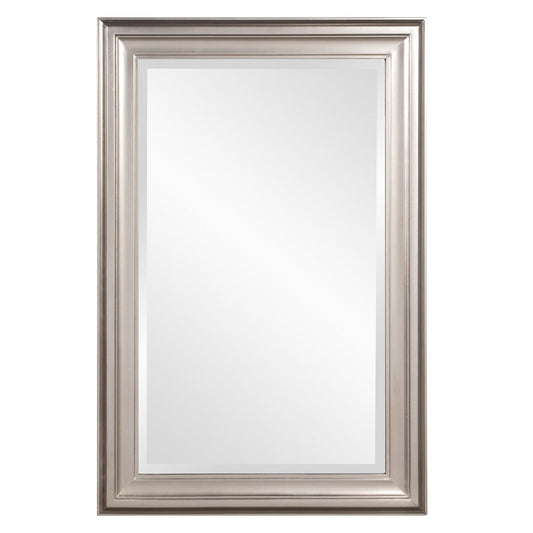 HomeRoots Rectangular Mirror with Leaf Wood Frame