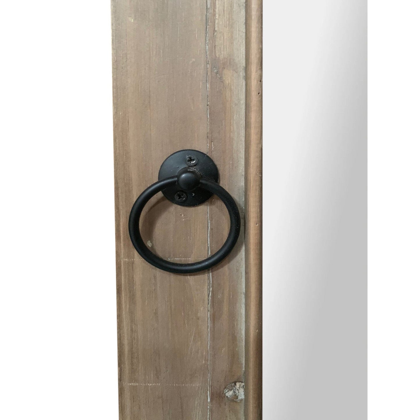 HomeRoots Rectangular Rustic Door Design Leaning Mirror with Door Hinge