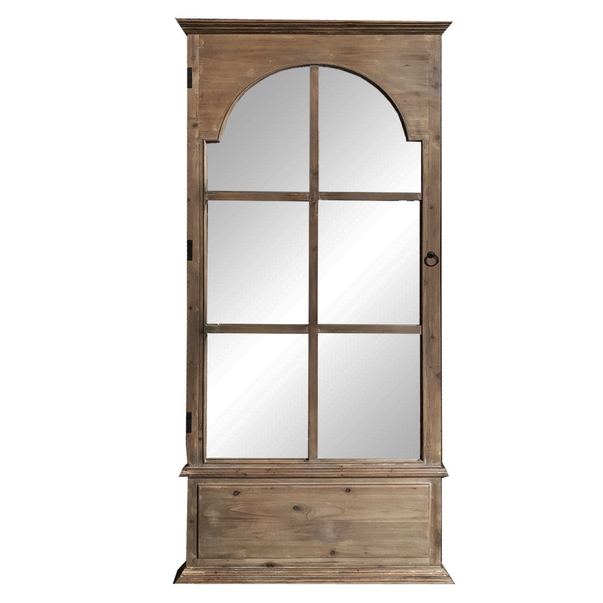 HomeRoots Rectangular Rustic Door Design Leaning Mirror with Door Hinge