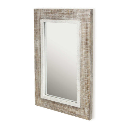 HomeRoots Rectangular Rustic White Wash Finish Wall Mirror