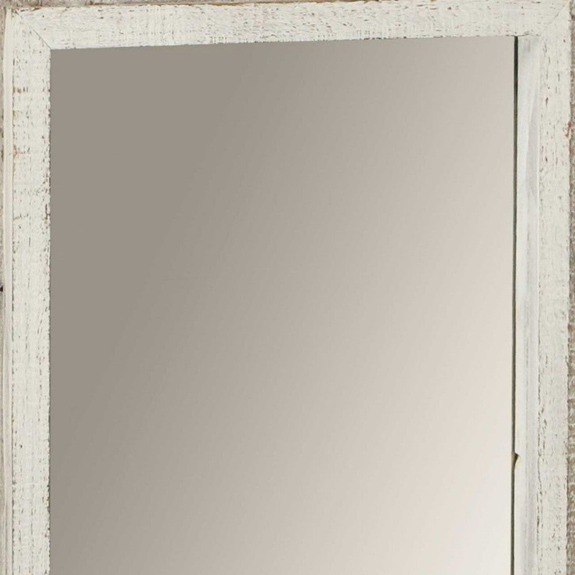 HomeRoots Rectangular Rustic White Wash Finish Wall Mirror