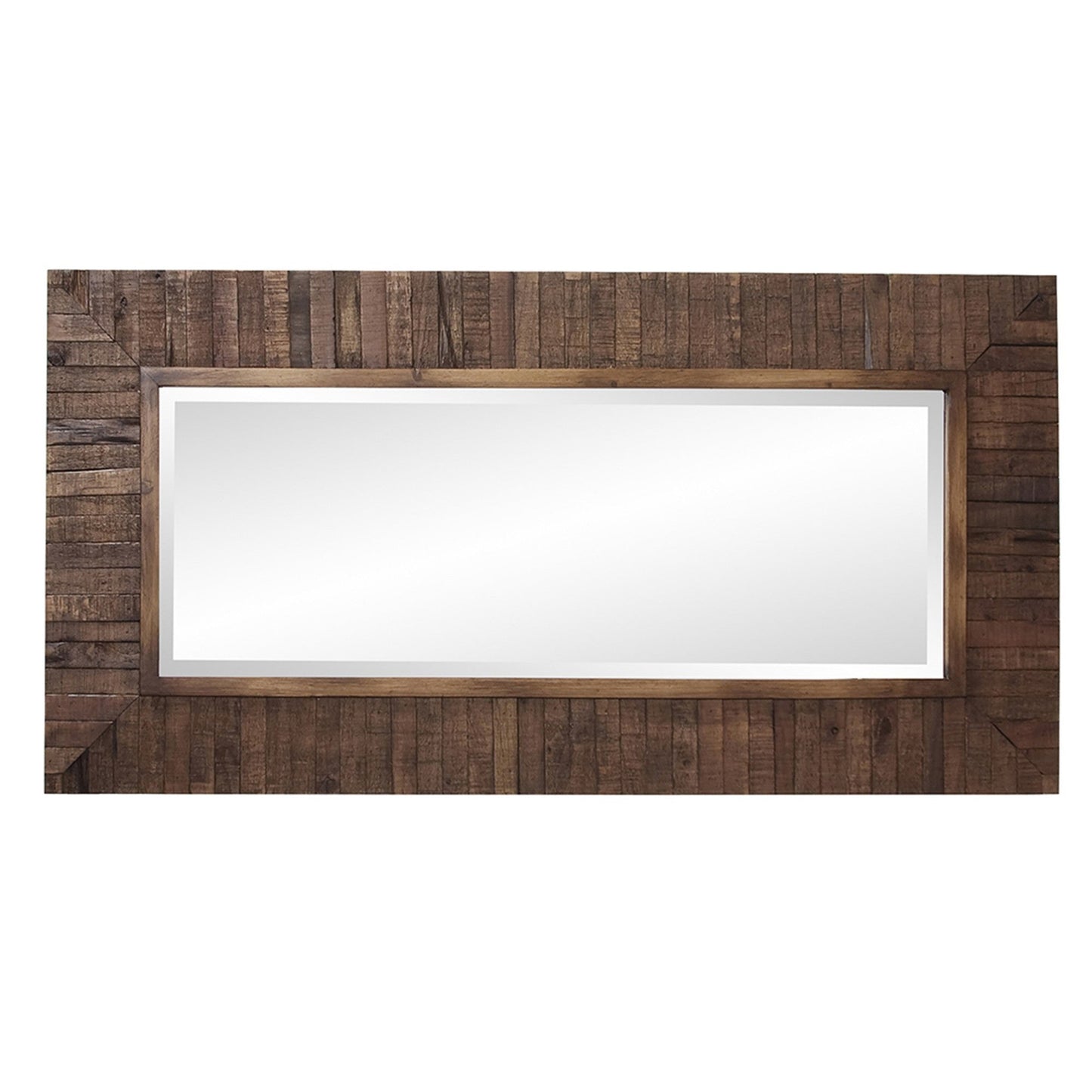 HomeRoots Rectangular Weathered Walnut Stain Strips Mirror