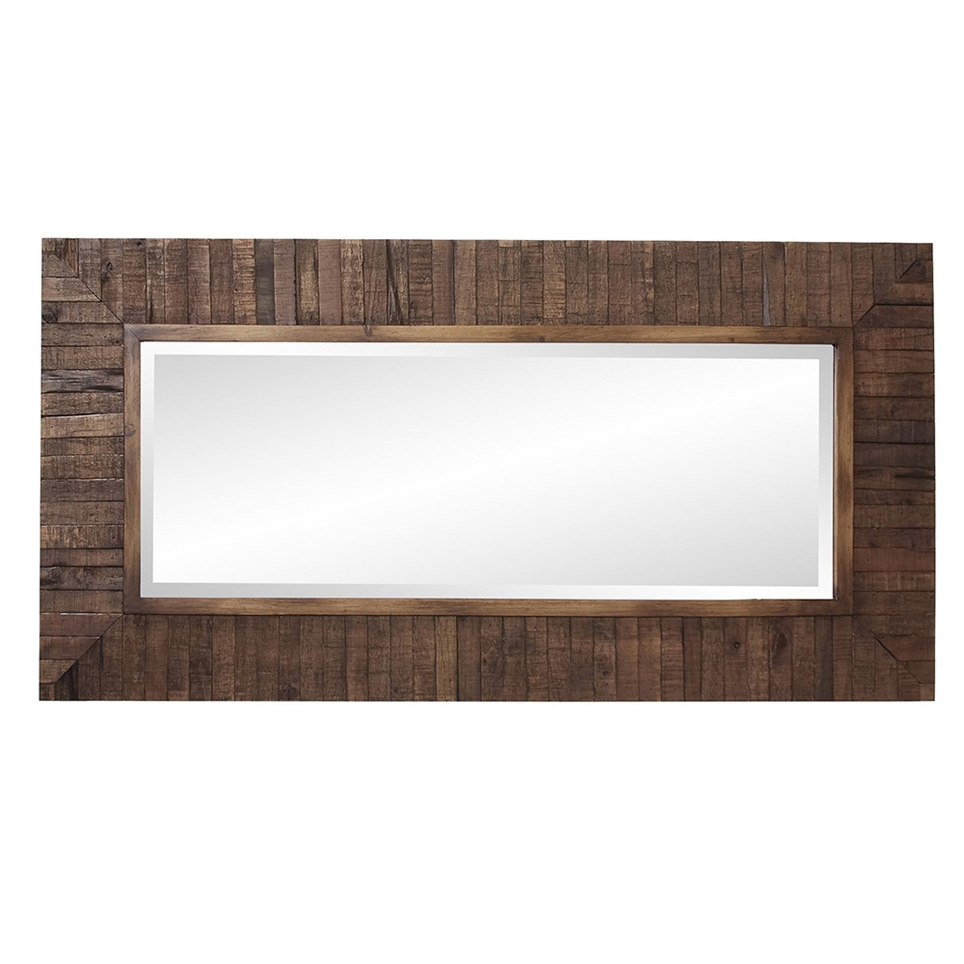 HomeRoots Rectangular Weathered Walnut Stain Strips Mirror
