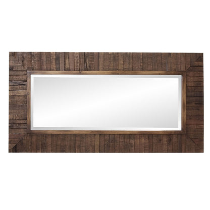 HomeRoots Rectangular Weathered Walnut Stain Strips Mirror
