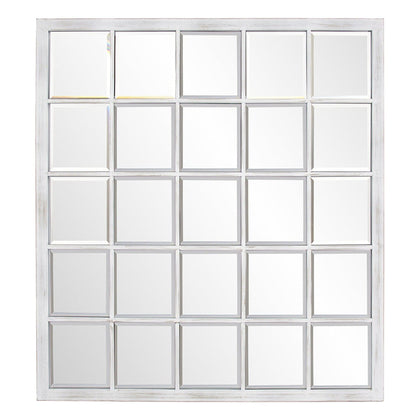 HomeRoots Rectangular Whitewash Window Pane Tile Mirror