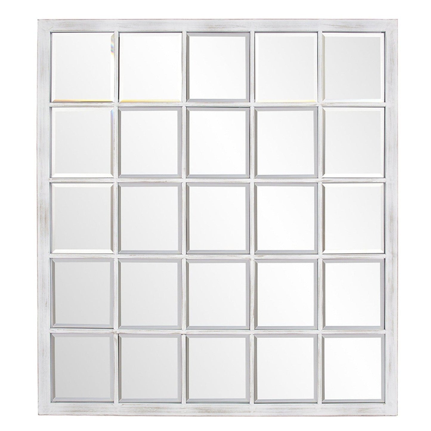 HomeRoots Rectangular Whitewash Window Pane Tile Mirror