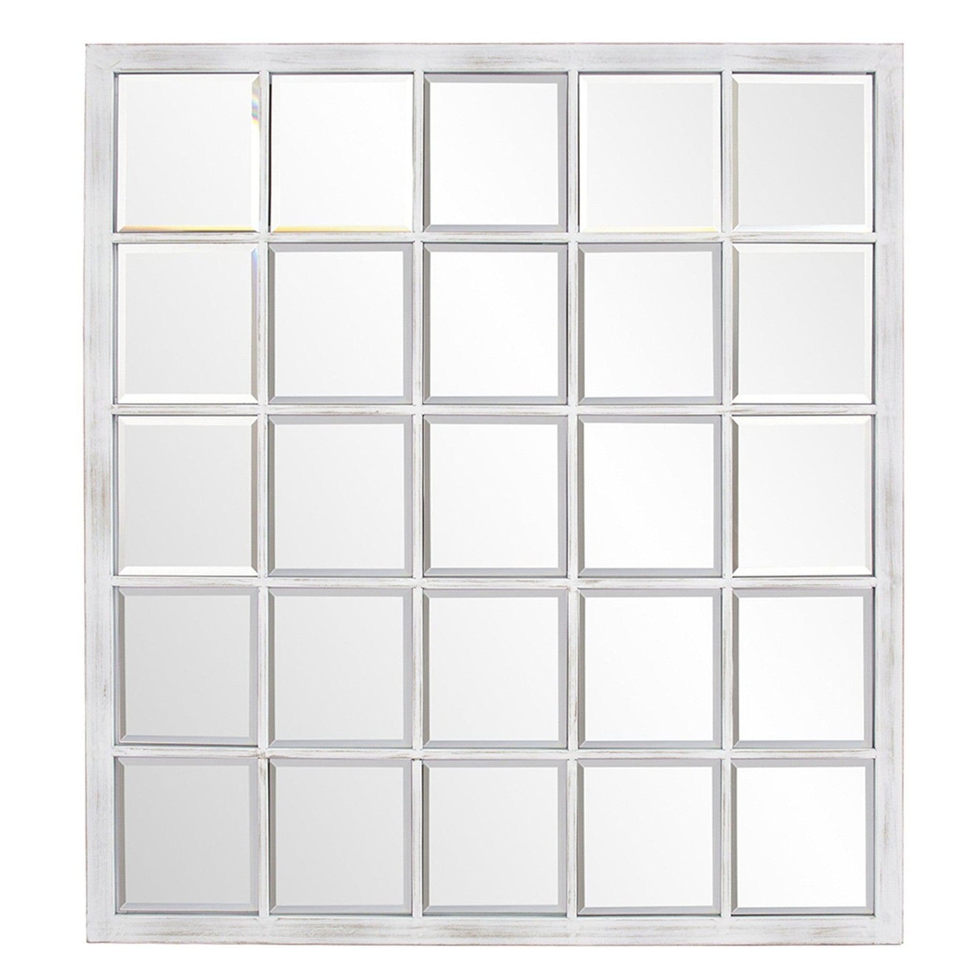 HomeRoots Rectangular Whitewash Window Pane Tile Mirror