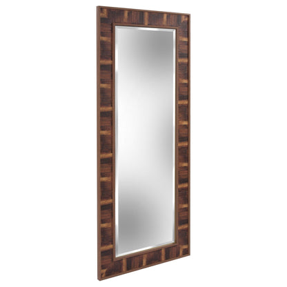 HomeRoots Rich Rustic Brown Faux Wood Full Body Wall Mirror