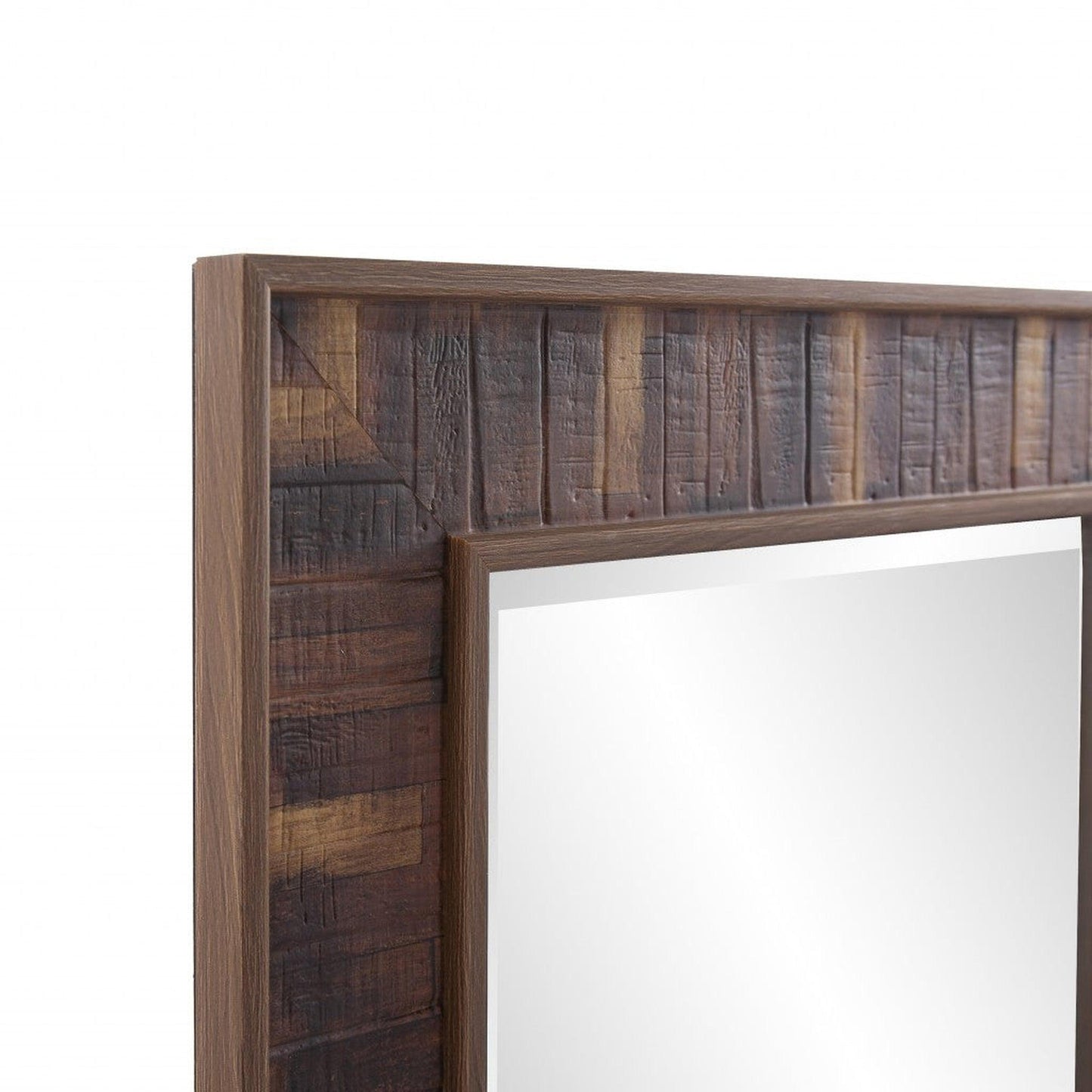 HomeRoots Rich Rustic Brown Faux Wood Full Body Wall Mirror