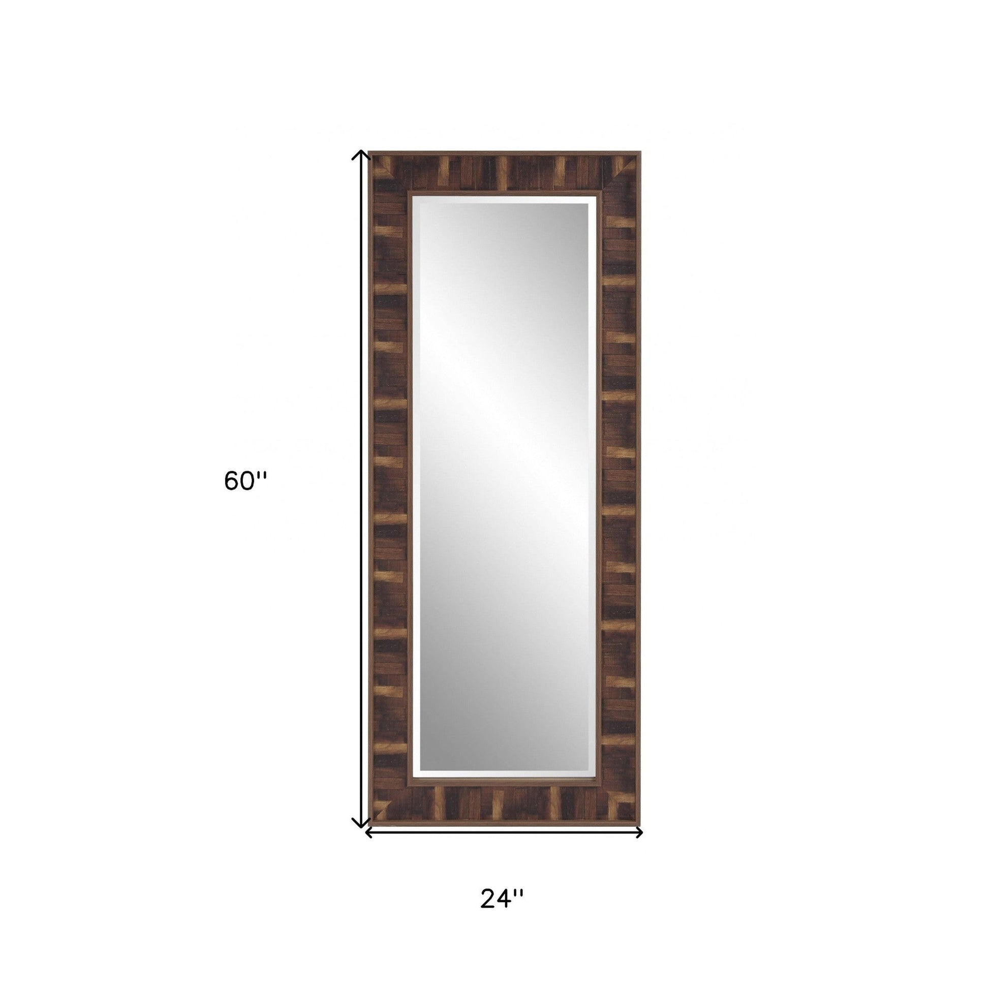 HomeRoots Rich Rustic Brown Faux Wood Full Body Wall Mirror