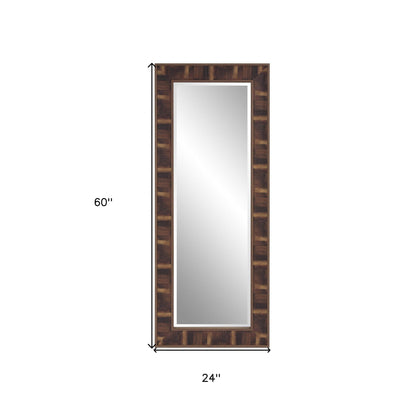 HomeRoots Rich Rustic Brown Faux Wood Full Body Wall Mirror