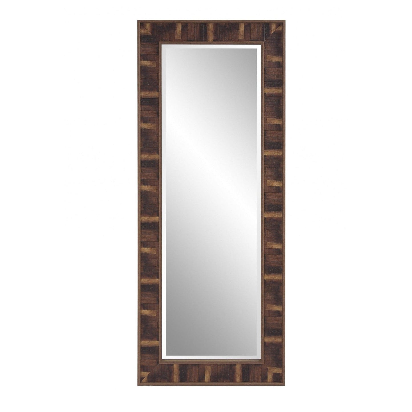 HomeRoots Rich Rustic Brown Faux Wood Full Body Wall Mirror